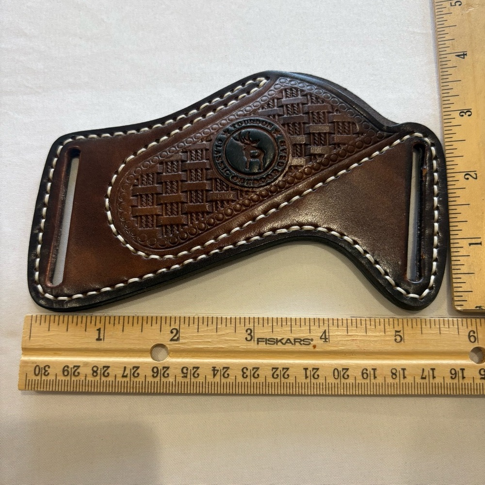 Brown Leather Folding Knife Sheath for Belts - Picture 4 of 6